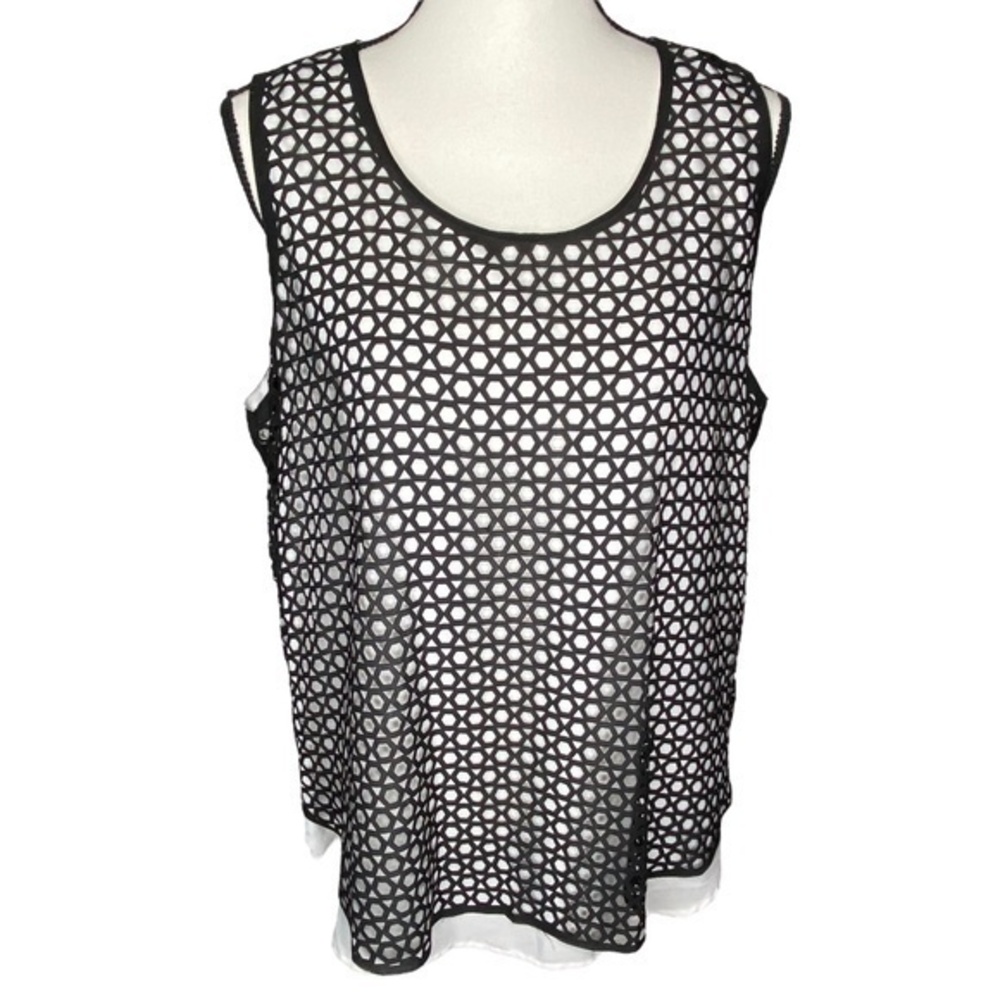 Zac and Rachel Tank Top‎ Geometric Laser Cut Overlay Layered Sleeveless Top Sz L